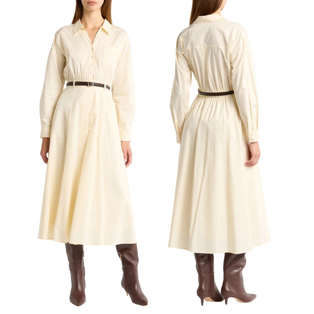 Zoe and Claire Shirtdress Long Sleeve Minimalist Peasant Garden 100% Cotton S